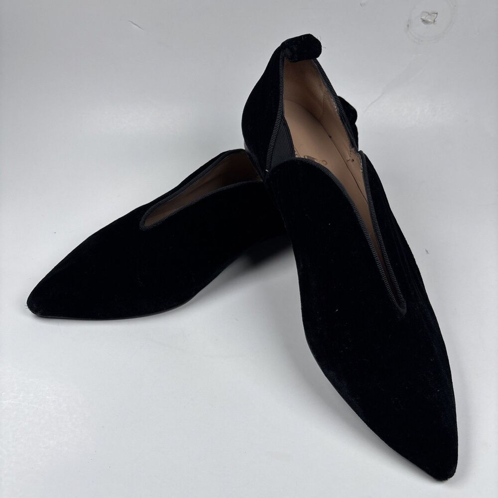 Menina Black Velvet Pointed Toe Smoking Slipper Flats Women’s Elegant Loafers 37 - Picture 13 of 16